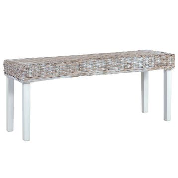 vidaXL Bankje 110 cm natuurlijk kubu rattan en massief, Huis en Inrichting, Verzenden, Nieuw