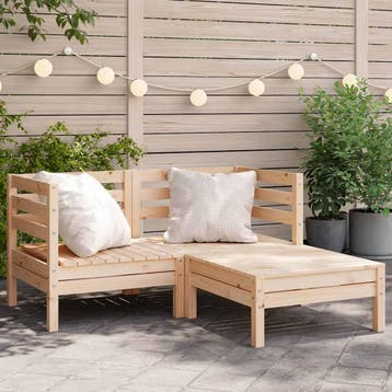 vidaXL Tuinbank 2-zits met voetenbank massief grenenhout, Tuin en Terras, Verzenden, Nieuw
