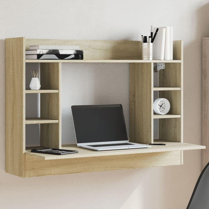 vidaXL Wandbureau 105x48x75 cm bewerkt hout sonoma, Huis en Inrichting, Bureaus, Nieuw, Verzenden