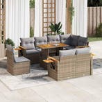 vidaXL 9-delige Loungeset met kussens poly rattan acacia, Verzenden, Loungeset