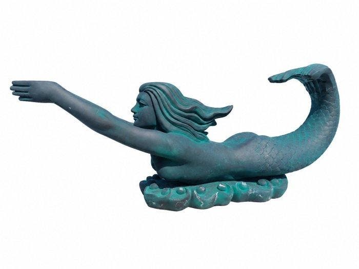 Beeld, XL Garden statue reclining mermaid - 48 cm -, Antiquités & Art, Curiosités & Brocante