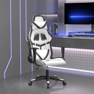 vidaXL Massage gamestoel kunstleer wit en zwart, Huis en Inrichting, Verzenden, Nieuw