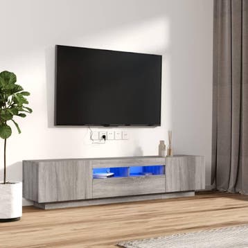 vidaXL 2-delige Tv-meubelset met LED bewerkt hout grijs, Verzenden, Nieuw