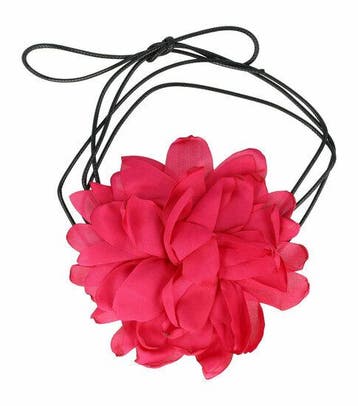 Haarband Bloem - Veter - Striklint - Fuchsia roze