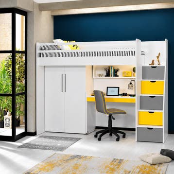 Almila Neo Complete Kinderkamer Set Hoogslaper met Bureau en, Nieuw