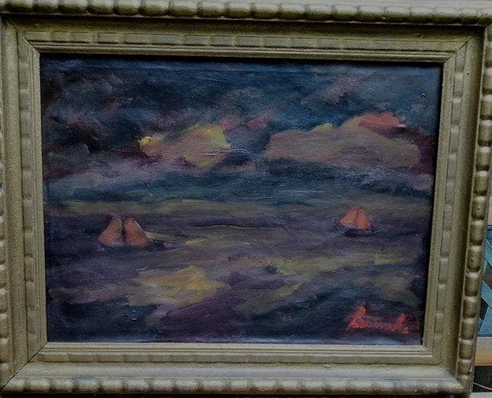 C. Permeke (1886-1952) - Avondstemming op zee, Antiquités & Art, Art | Peinture | Classique