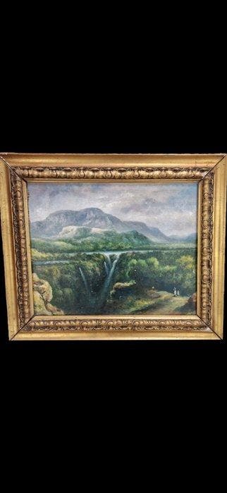Italiaanse school (XIX) - Paesaggio con cascate - NO RESERVE