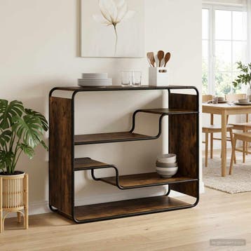 vidaXL Dressoir Gerookt eiken 98 x 37,5 x 75,5 cm Bewerkt, Verzenden