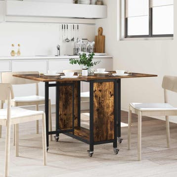 vidaXL Vouwbare eettafel met wieltjes 130 x 80 x 76,5 cm, Huis en Inrichting, Tafels | Eettafels, Verzenden, Nieuw