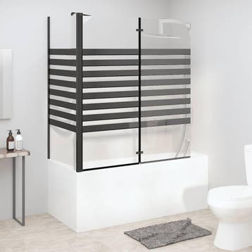 vidaXL Badwand gestreept 120x68x130 cm gehard glas, Doe-het-zelf en Bouw, Sanitair, Verzenden, Nieuw