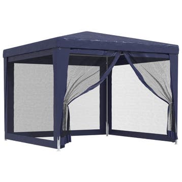 vidaXL Partytent met 4 mesh zijwanden 3x3 m HDPE blauw, Verzenden, Nieuw