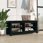 vidaXL Schoenenbank 110x38x45,5 cm massief grenenhout zwart, Huis en Inrichting, Kasten | Schoenenkasten, Verzenden, Nieuw