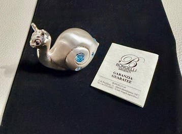 Bongelli Argenti - Beeldje - Blue Rhinestone Silver Snail -