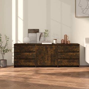 vidaXL 3 st Dressoirs bewerkt hout gerookt eikenkleurig, Verzenden, Nieuw