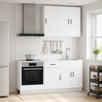 vidaXL Keukenblok LUCCA 5 st Wit Bewerkt hout, Verzenden