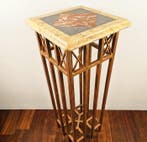 Table à colonnes (2) - Métal doré et marbre - Piédestaux en, Maison & Meubles