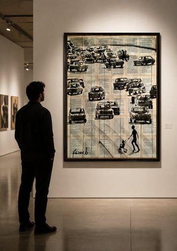 TOMEH - “Urban Gridlock” – XXL Original Ink drawing on
