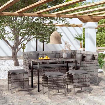 vidaXL 5-delige Loungeset met kussens L-vormig poly rattan, Verzenden, Nieuw, Loungeset