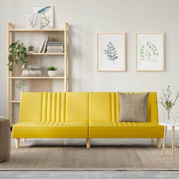 vidaXL Slaapbank / zetel stof lichtgeel, Verzenden, Nieuw