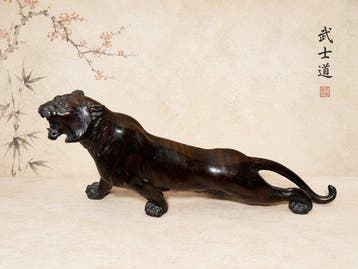 2 kleurig-bronzen Japanse tijger - Meiji periode (1868-1912)