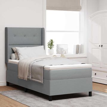 vidaXL Boxspring bed met kussen Lichtgrijs 200 x 90 cm Stof, Verzenden, Nieuw