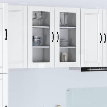 vidaXL Wandglas Kasten PORTO 2 st Hoogglans wit Bewerkt hout, Verzenden