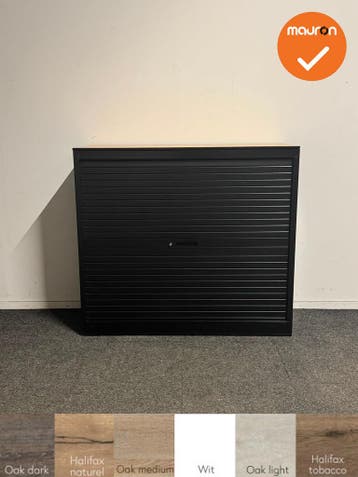 Basic - Roldeurkast - 107x120x46 cm - Zwart - Refurbished -, Werkplek, Ophalen of Verzenden, Gebruikt, Kast