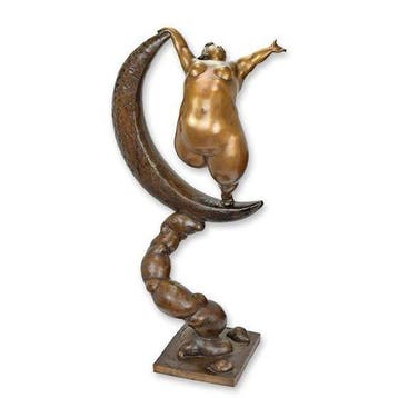 Beeld, XL 97 cm / 16.5 kg Maan Danser - 97 cm - Brons