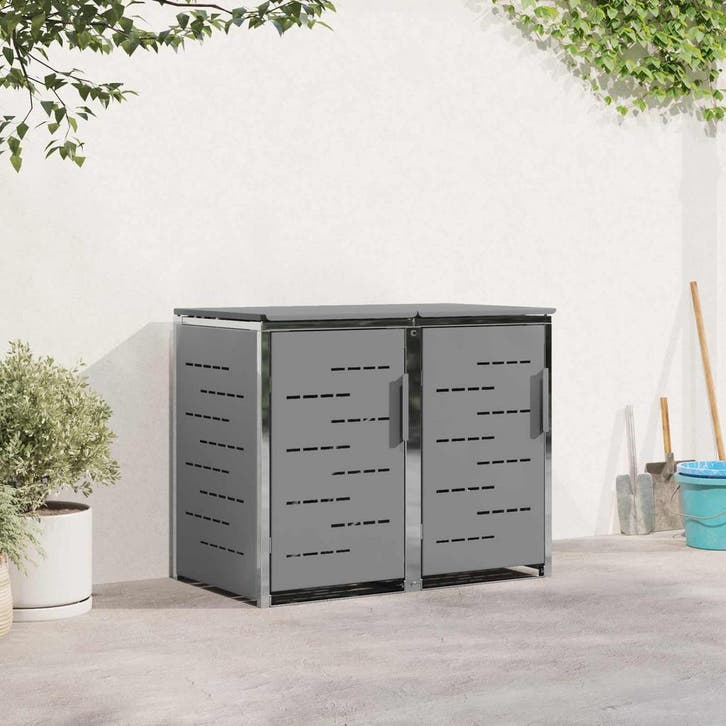 vidaXL Containerombouw for 2 Bins 240L Roestvrij staal Grijs, Doe-het-zelf en Bouw, Containers, Verzenden