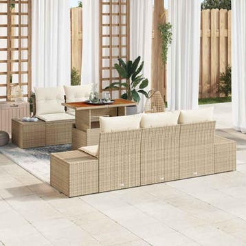 vidaXL Tuinbank Set 6 st Beige en Crème, Verzenden