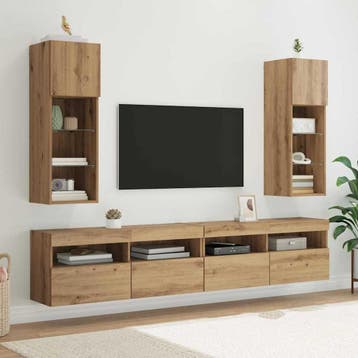 vidaXL Wandkasten voor tv 2 pcs Artisan Eiken Bewerkt hout, Verzenden