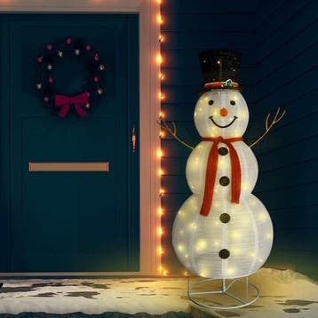 vidaXL Decoratieve sneeuwpop LED 180 cm luxe stof, Verzenden