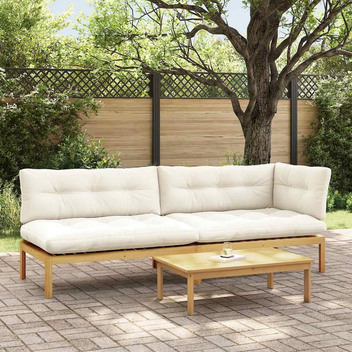 vidaXL 3 Stuk Tuinpallet Sofa Eenheden Massief Acacia Hout, Tuin en Terras, Tuinsets en Loungesets, Nieuw, Verzenden