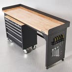 Datona Werkbank PRO met eiken werkblad en gereedschapswagen, Doe-het-zelf en Bouw, Werkbanken, Ophalen of Verzenden, Nieuw