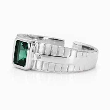 Sans prix de réserve - Bague Plaqué or Émeraude - Diamant -, Bijoux, Sacs & Beauté
