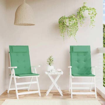vidaXL Stoelkussens 2 st hoge rug oxford stof groen, Verzenden