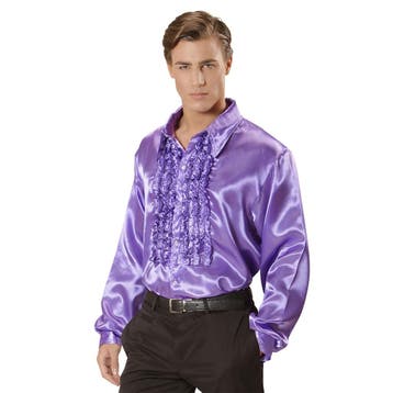 Disco 70S Blouse Paars Heren, Verzenden