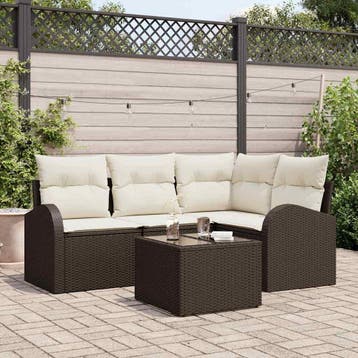 vidaXL Tuinbank Set Bruin poly rattan, Verzenden, Nieuw