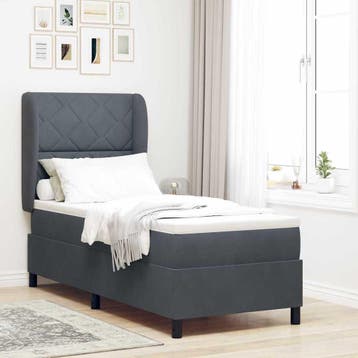 vidaXL Boxspring bed met hoofdeinde Donkergrijs 200 x 80 cm, Verzenden, Nieuw