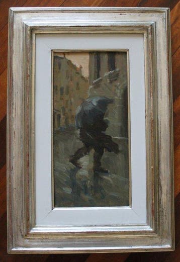 Anacleto Margotti (1895-1984) - Uomo nella pioggia, Antiquités & Art