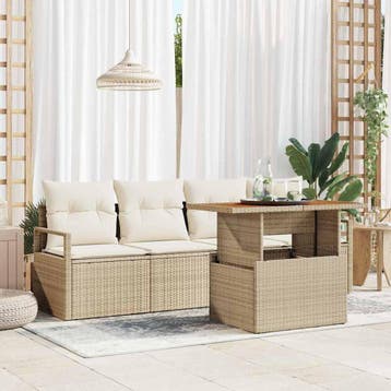 vidaXL Tuinbank Set 5 st 4-Aantal zitplaatsen beige en, Verzenden