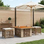 vidaXL Tuin Eettafel Set met kussen 3 pcs Beige en Crème, Verzenden