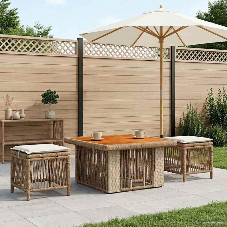vidaXL Tuin Eettafel Set met kussen 3 pcs Beige en Crème, Jardin & Terrasse, Ensembles de jardin, Envoi