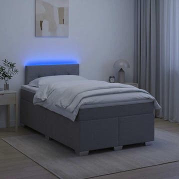 vidaXL Boxspringbed met matras en LED Lichtgrijs 120 x 200, Verzenden, Nieuw