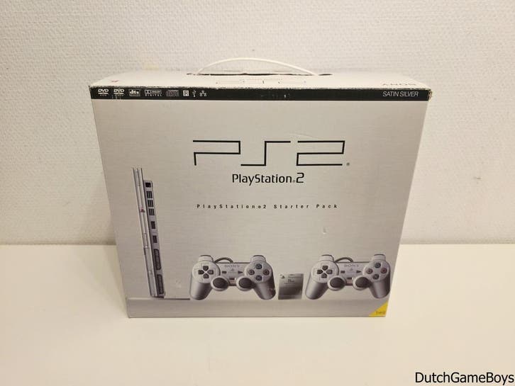 Playstation 2 / PS2 - Console - Slim Satin Silver - Starter, Games en Spelcomputers, Spelcomputers | Sony PlayStation 2, Gebruikt