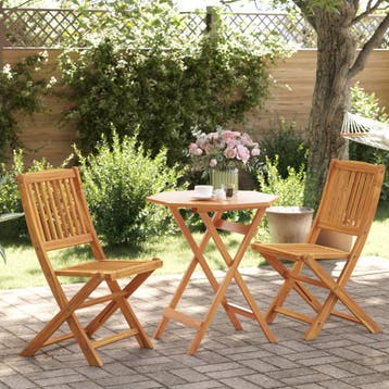 vidaXL 3-delige Bistroset inklapbaar massief acaciahout, Tuin en Terras, Tuinsets en Loungesets, Verzenden, Nieuw