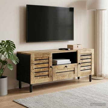 vidaXL Opbergkasten Naturel 105 x 33 x 46 cm Massief Mango, Huis en Inrichting, Verzenden, Nieuw