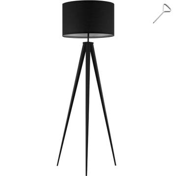 tectake Staande lamp Lunaris, textielkap, driepootsframe - z, Huis en Inrichting, Verzenden, Nieuw