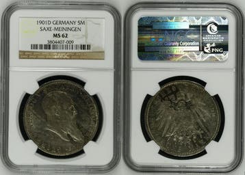 Duitsland 5 Mark Sachsen Meiningen J 150 1901 D Ngc Ms 62..., Verzenden, België