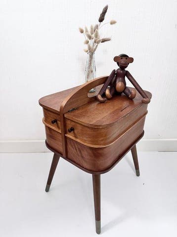 Boîte à couture - Teck, Antiquités & Art